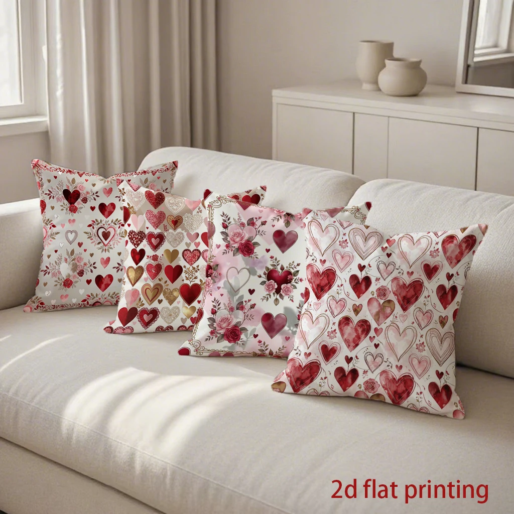 

Декоративные наволочки с 2D-рисунком в виде сердца и розы, подходит для дивана, спальни, автомобиля.