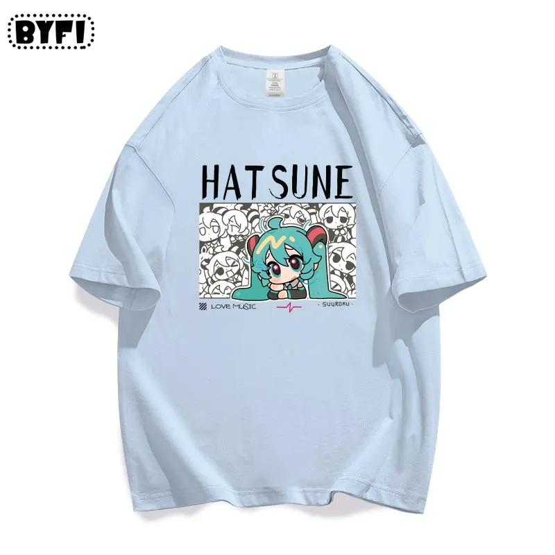 First Tone Co Branded Future MIKU Co Branded Cartoon Printed T-shirt New Men's and Women's Pure Cotton Cos Anime Pain Clothes