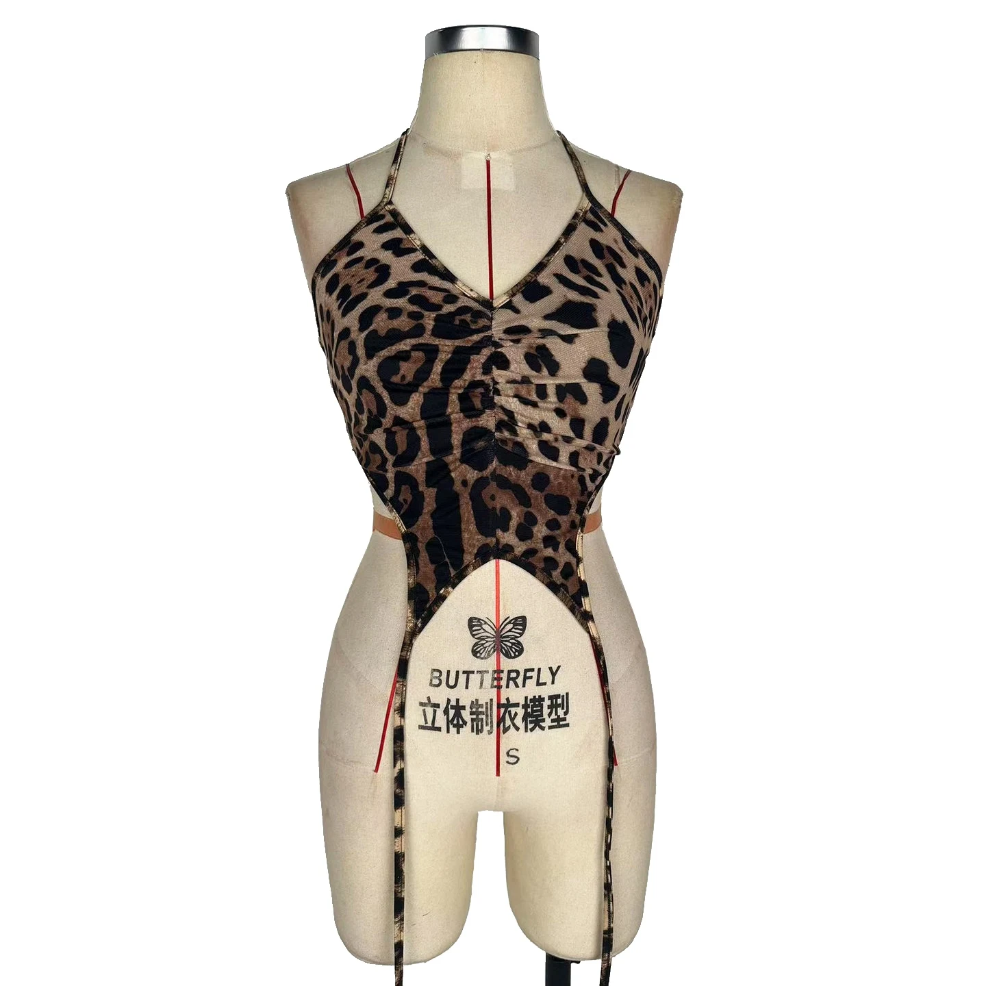 

Топ для латинских танцев для женщин и взрослых, сексуальный топ с леопардовым принтом, топ с подвесным воротником, чача, самба, танго, тренировочная одежда для танцев, DQL11553