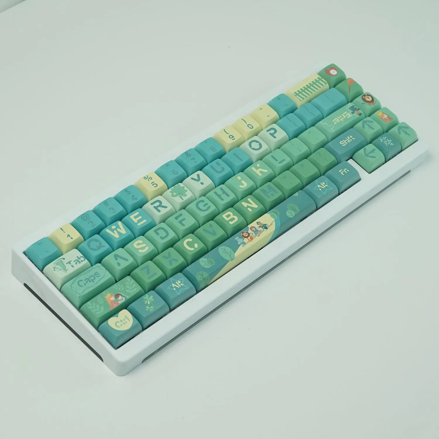 

Full Set green PBT Keycaps Xda Profile Personalized 127 keys English Keycap Dye Sublimation Mx 104/87/61 Key Mechanical Keyboard