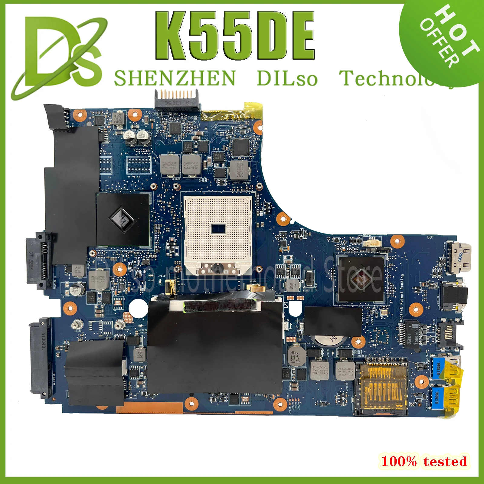 KEFU K55D Laptop Motherboard For ASUS K55DE K55DR Notebook Computer Mainboard DDR3 AMD 100% Fully Tested