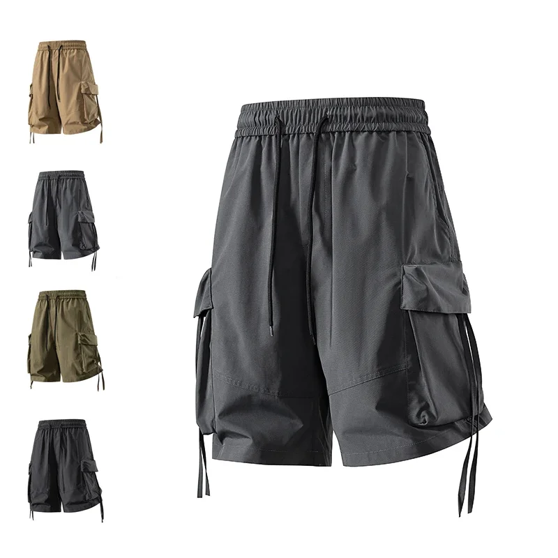 

Good Quality 2026 Summer New Men's American Style Cargo Shorts Big Pocket Streetwear Shorts Youthful Casual Sports Black Short