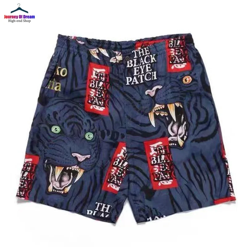 Brown Blue WACKOMARIA Best Quality Digital Printed Cloud Tiger Print Hawaiian Vintage Casual Loose Mens Womens Summer Shorts