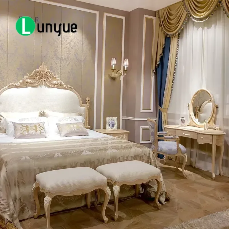 Classic Antique Bedroom Dresser with Mirror Vintage Wooden Vanity Table Storage Cabinet Furniture for Home Decor Elegant