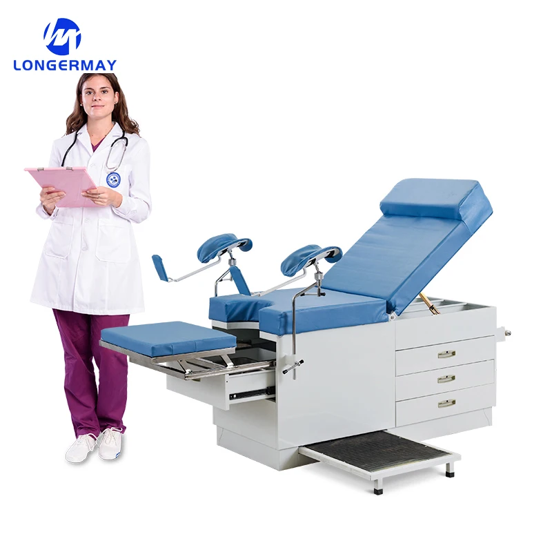 

2 Function Medical Obstetric Exam Couch Manual Hospital Delivery Operation Gynaecological Table With Cabinet