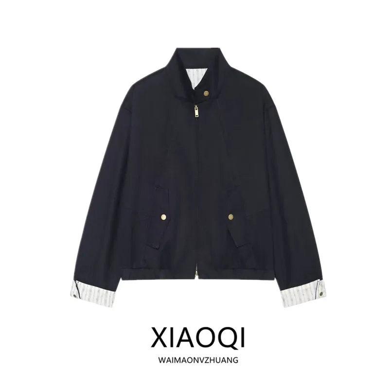 2026 Autumn New Retro Versatile Stand Collar Commuter Short Jacket Women's Outerwear Stylish All-Match Coat for Ladies