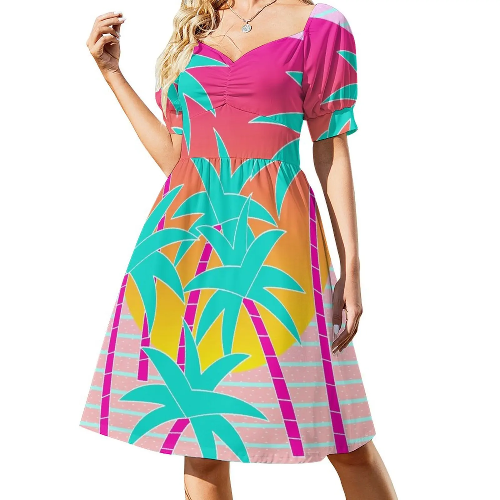 

Hello Miami Sunset Short Sleeved Dress Beachwear ladies dresses for special occasion Dress