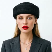 Straw Pillbox Hat Summer Beret Sun Hats Japanese Retro Weeding Fedora Hostess Fashion Millinery Fascinator Designer Painter Hat - Image 2