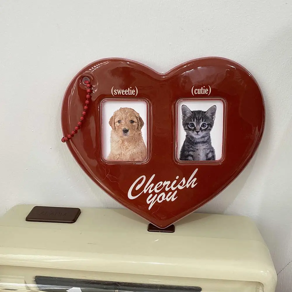 Love Heart Shape Photo Card Holder for Women Lovers Fashion Idol Photo Frame Korean Style Cute Pendant PVC Card ID Holders