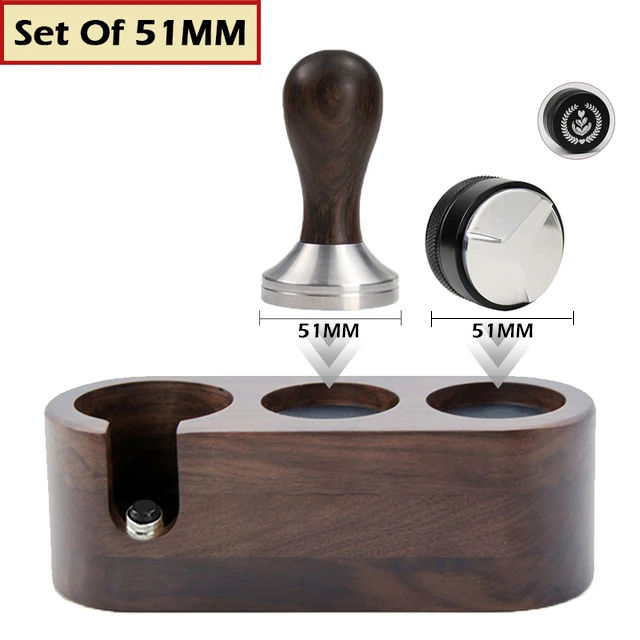 Kit Accessoires Espresso 5 Pièces - Porte-filtre Bois 51mm, Tamper, Distributeur, WDT, Brosse