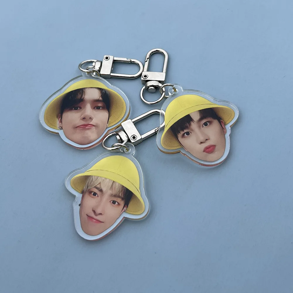 Kpop ATEEZ Acrylic Keychain Wooyoung YeoSang Yellow Hat Photo Printing Pendant Keyring Bag Accessories Fan Gifts