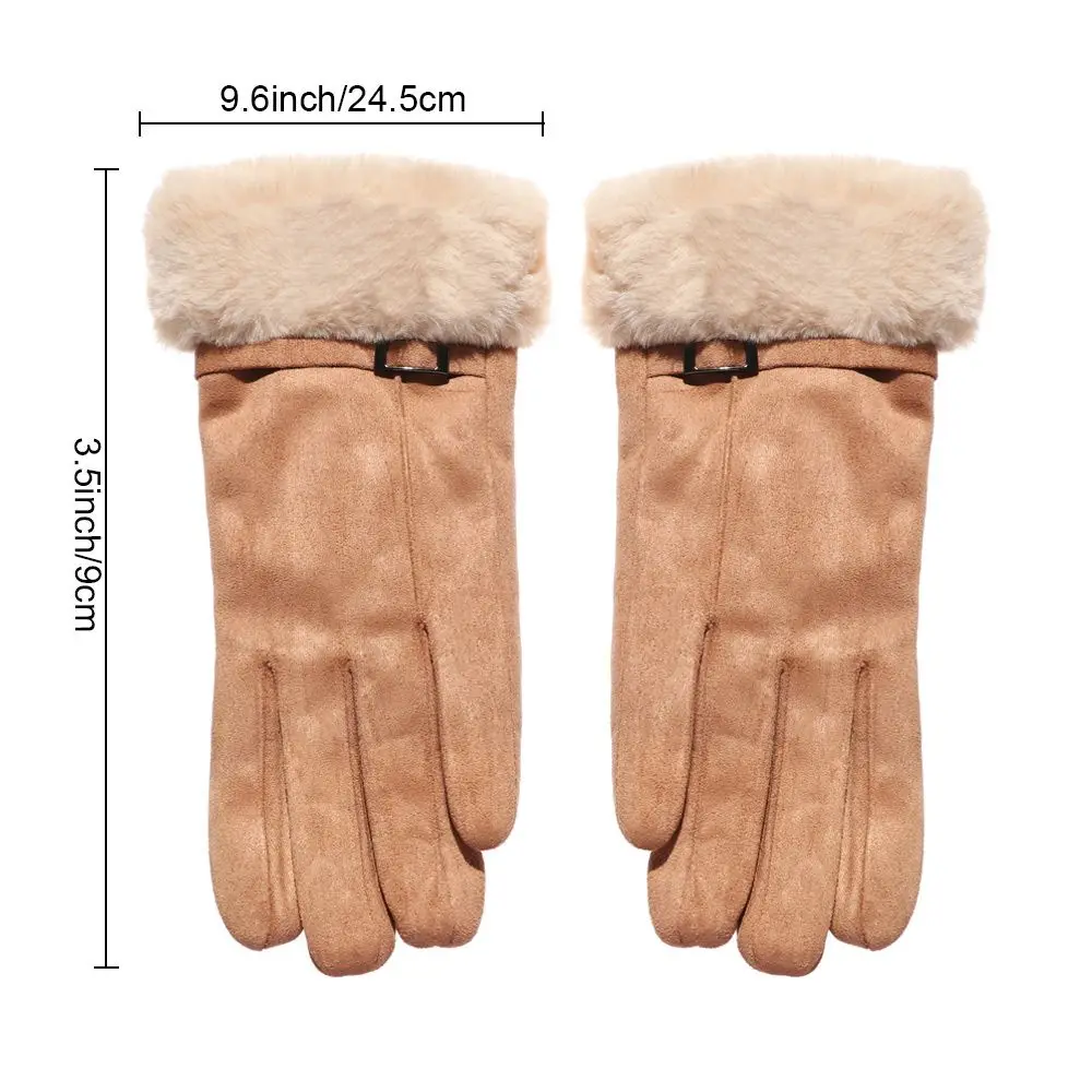 Gants d'hiver en velours coupe-vent épais et chauds pour la conduite de Ski, mitaines en cachemire, en fausse fourrure, pour écran tactile