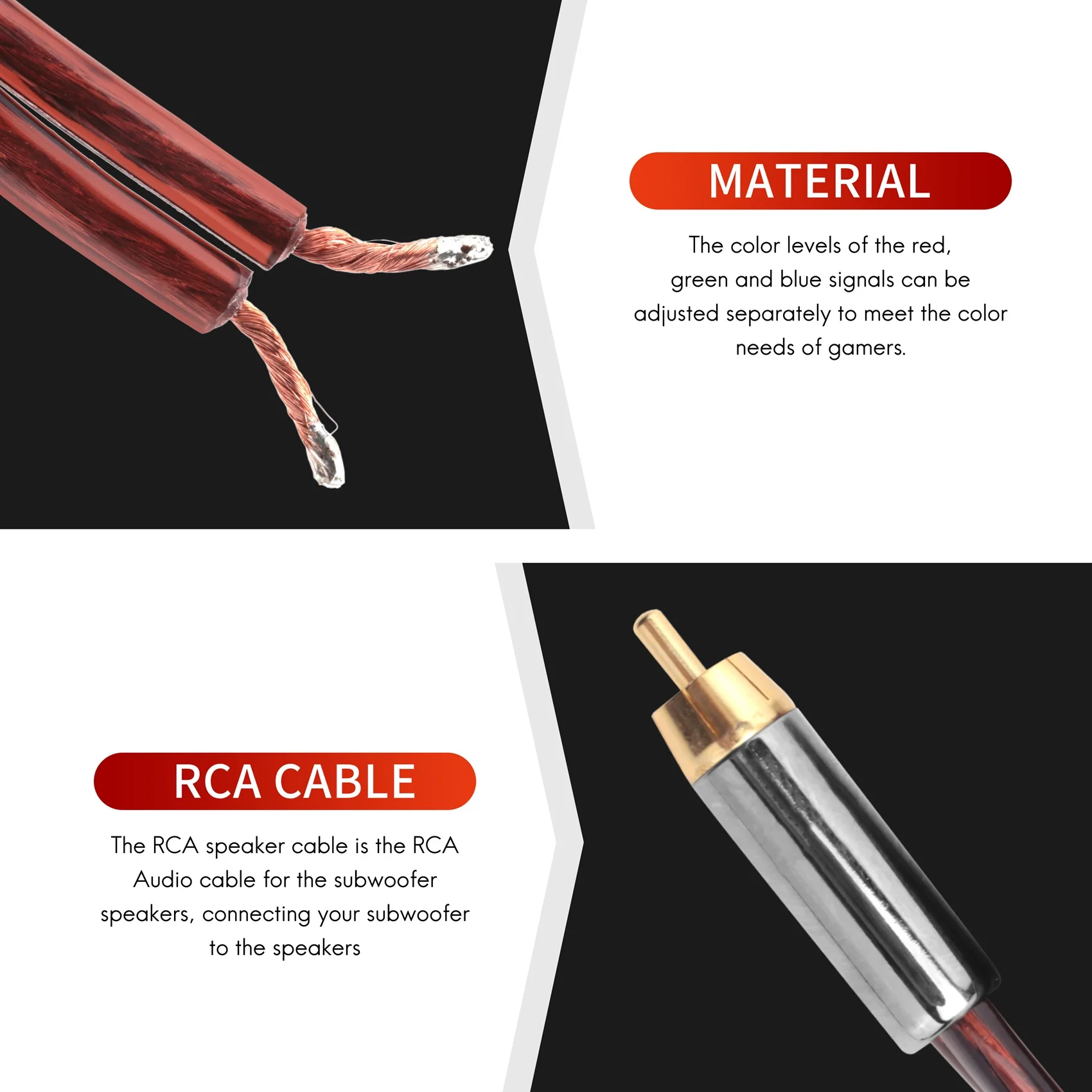 A41Z-RCA Speaker Cable Bare Wire Speaker Wire To RCA Plug, Replace RCA Plug Connector Adapter To Bare Wire Open Audio Video