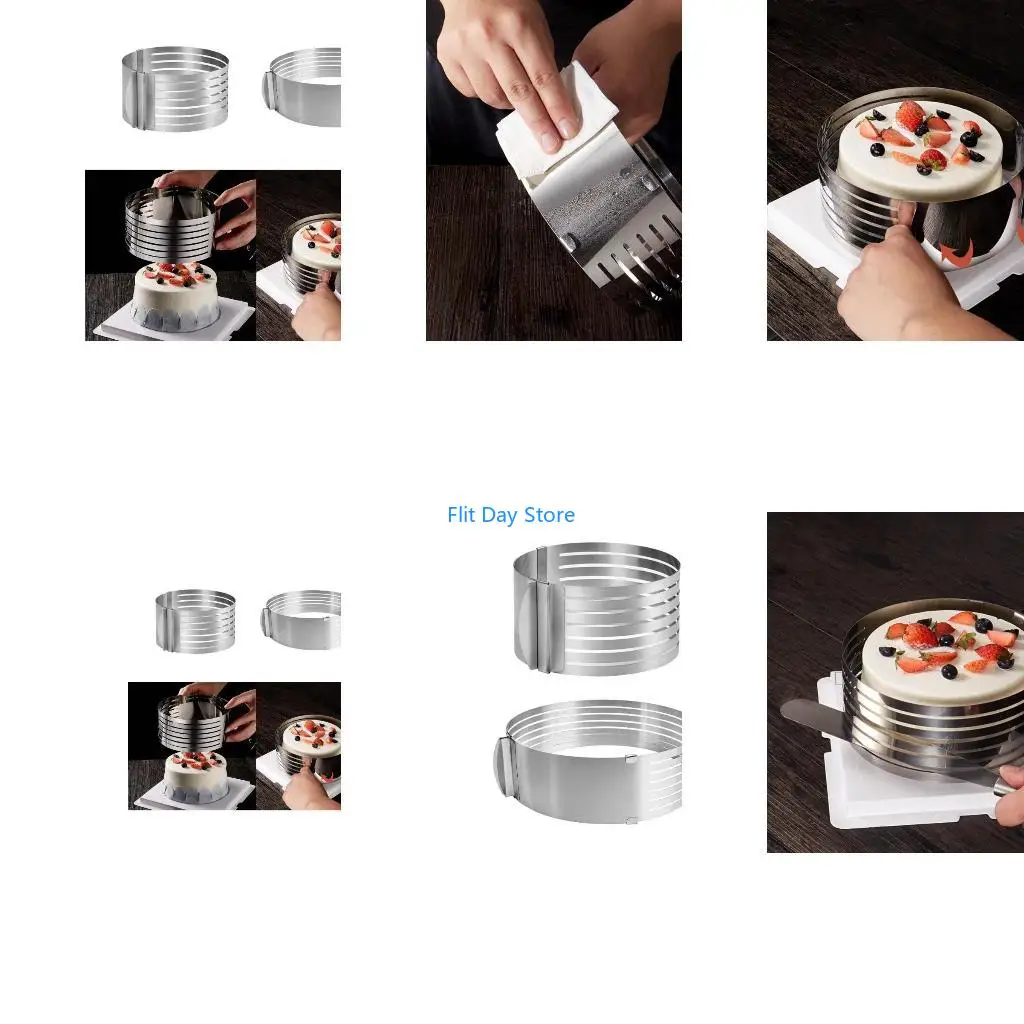 F92C Cake Leveler-Slicer Adjustable Round Cake Cutter Rings Stainless Steel-Slicer