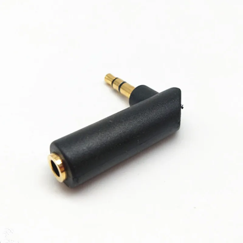 Gold-plated 90-degree Elbow 3.5mm Right-angle Male-to-Female Adapter Dual-channel 3-Section L-Shaped Headphone Audio Adapter