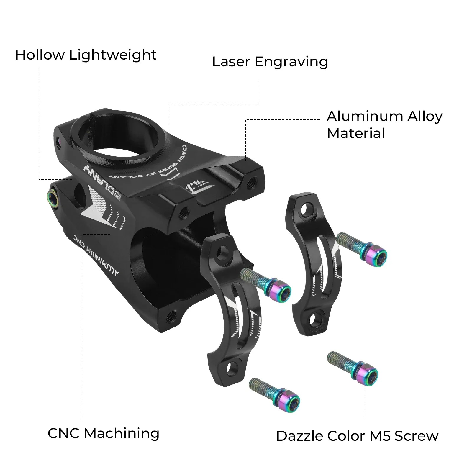 BOLANY Bicycle Stem High Strength Aluminum Alloy Forging Stem CNC Processing 50mm Handlebar Stem for Downhill Mountain Bike