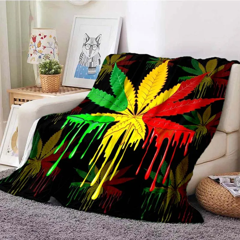 Weed leaf print flannel blanket throw blanket thin blanket cobijas para cama throw blanket Soft Cozy Bedroom Living Room Blanket