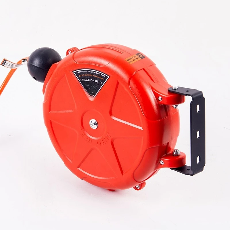 Enclosed Air Hose Reel Auto Retractable Self‑Lock 8mm Air Tube Pneumatic Air Drum for Blow Gun Workshop Tool