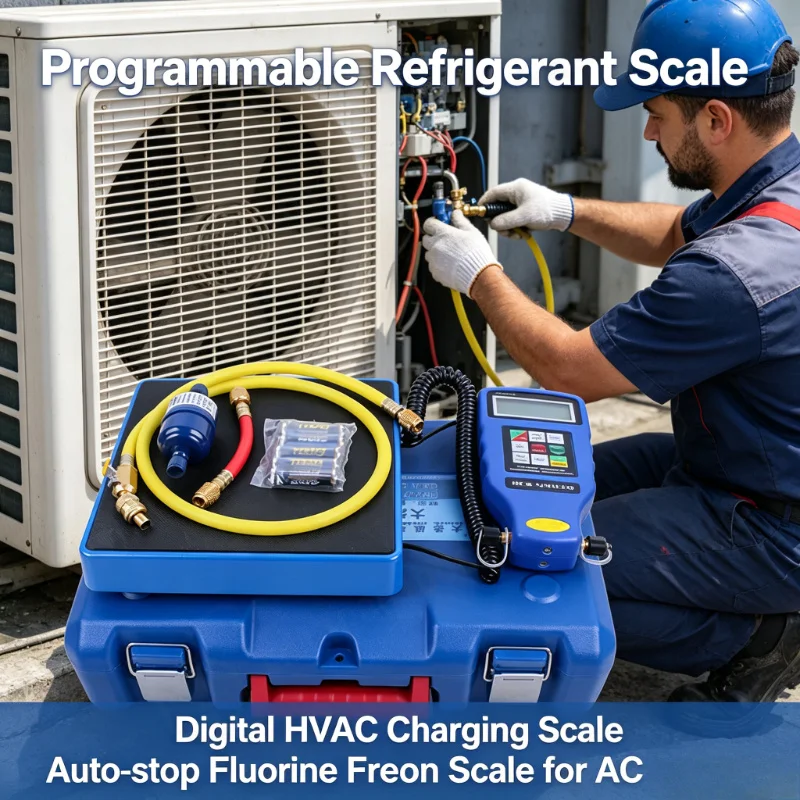 Programmable Refrigerant Scale Digital HVAC Charging Scale Auto-stop Fluorine Freon Scale for AC Repair