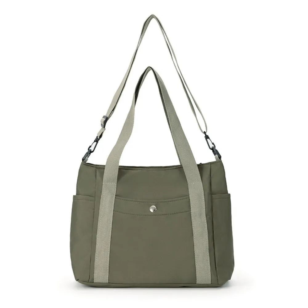 New Canvas Shoulder Bag Waterproof Multi-Pocket Mommy Tote Bag Solid Color Removable Strap Lunch Box Handbag Casual Use