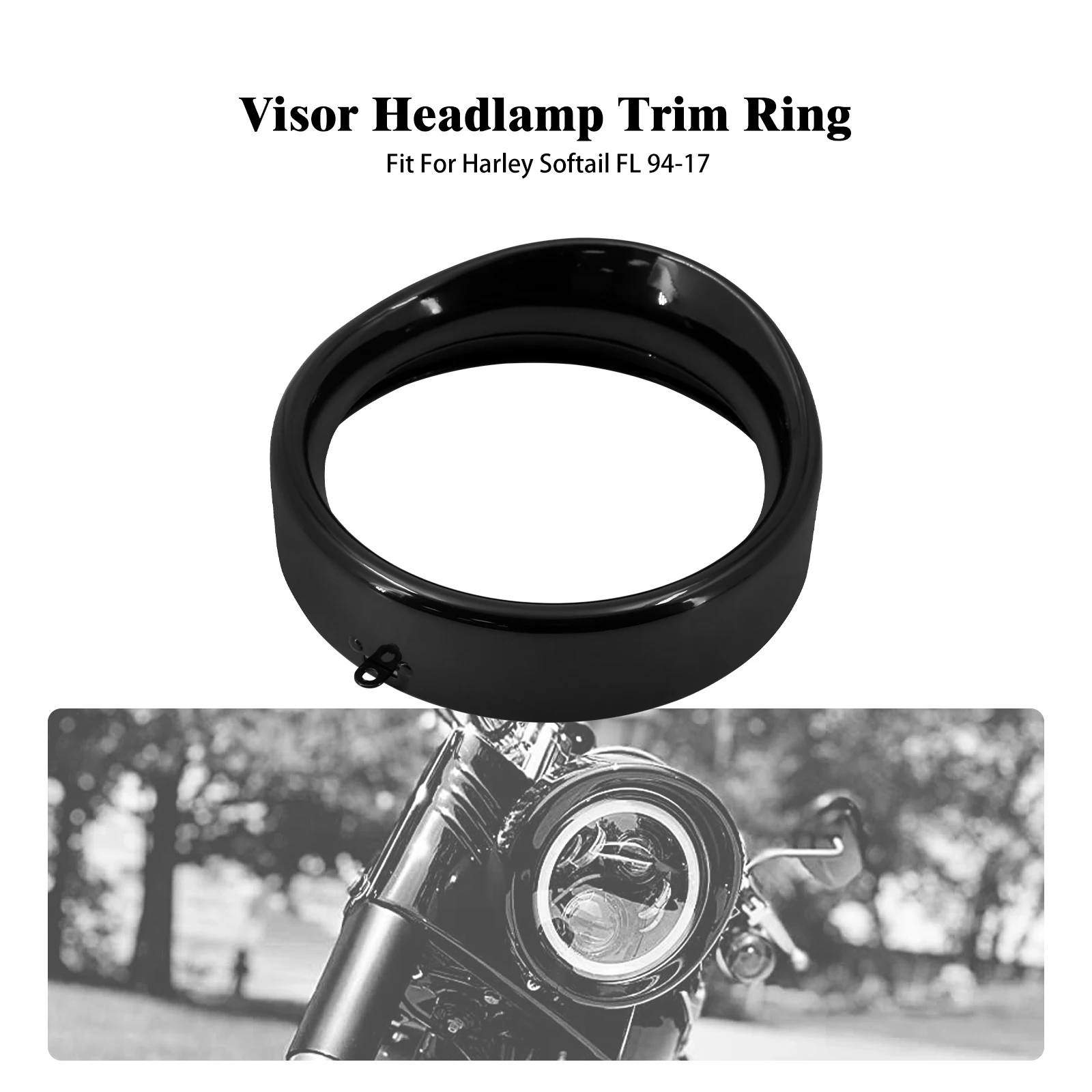 

Motorcycle Accessary Visor Headlight Trim Ring 7" Bezel LED Head Lamp Trim Cover For Harley Softail Fat Boy FLST FLSTFB 94-2017