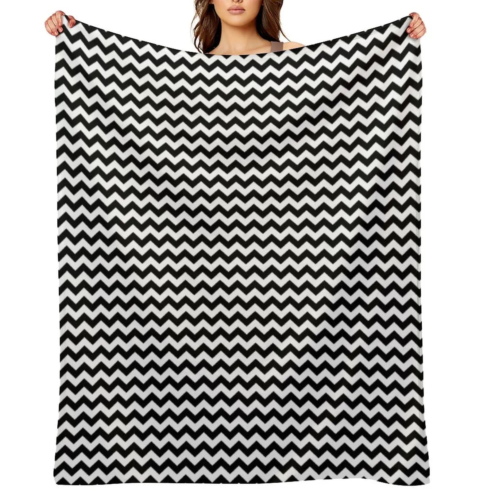 

Black and White Simple Chevron Throw Blanket Beach Summer Nap For Baby Blankets