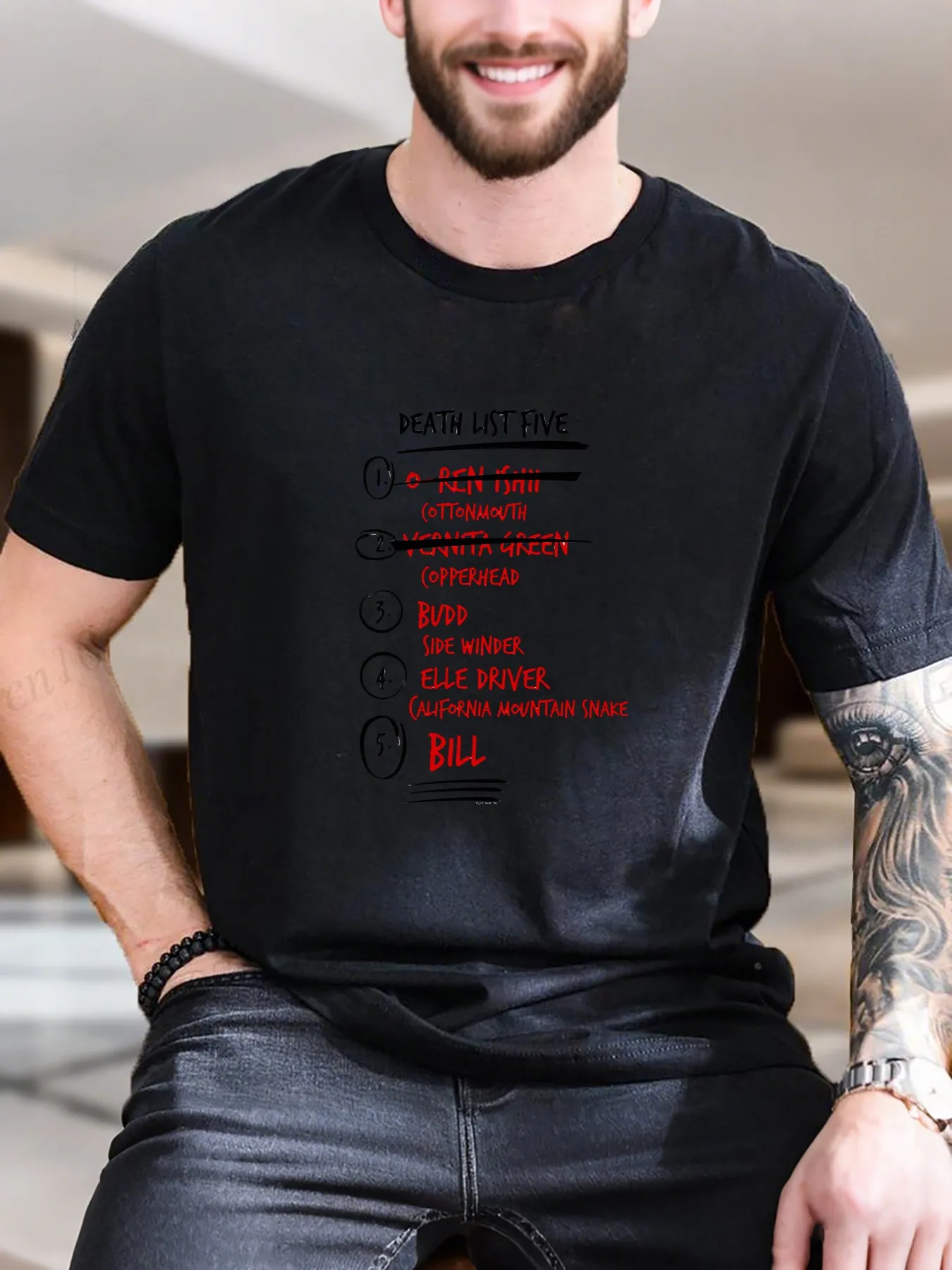 

New Arrival Fashion Men's Graphic Print T-Shirt Stylish Red Black Cotton Tee with Bold Lettering Breathable Soft Casual Short Sleeve