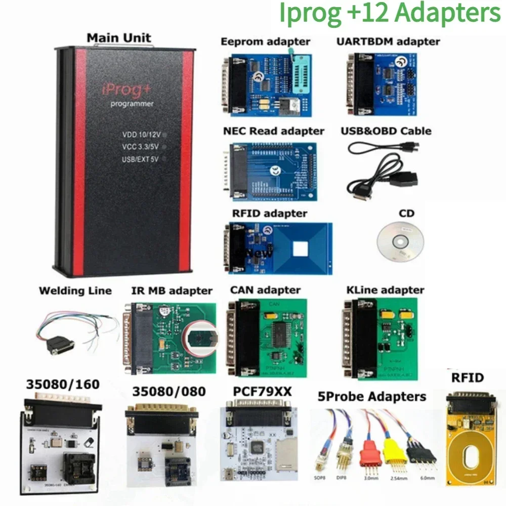 NEW V87 IPROG Pro Full Set ECU Key Support Eeprom IMMO Carprog/Full/Digiprog 3 with High Quality Airbag Reset Iprog6/9/11/12