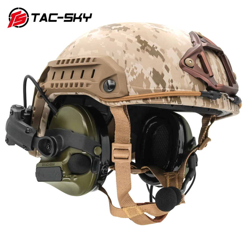 Outdoor Tactical Shooting Hunting Headset TACSKYCIII Quick Helmet Rail ARC Mount Version Noise Reduction and Sound Pickup