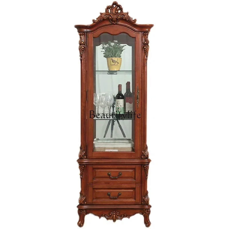 

yj5 American all-solid wood luxury storage home living room cabinet against the wall