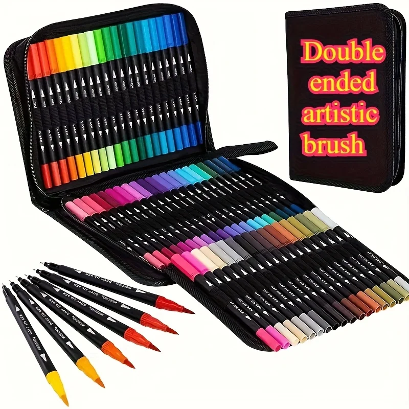 12-teiliges professionelles Mehrfarben-Marker-Pinselset mit zwei Köpfen, perfekt zum Zeichnen, Malen, Färben, Kunst-Graffiti usw., Weihnachtsgeschenk – Detail 1