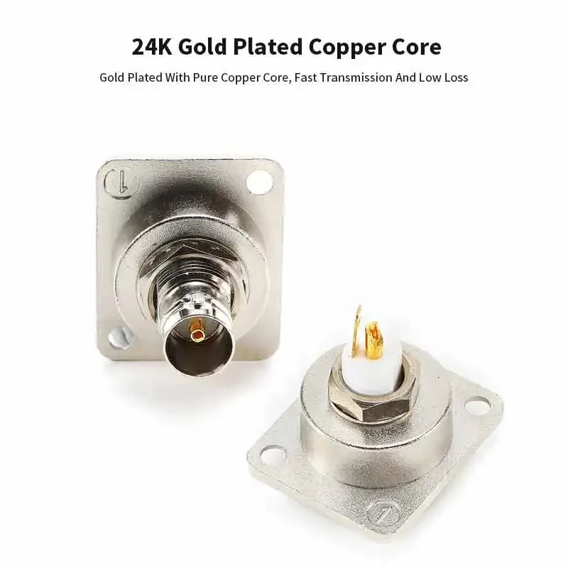 Gold-plated BNC Docking/Soldering Connector BNC Q9 Female Socket 50Ω D-type Panel Camera Welding SDI Video Calbe Coaxial Socket
