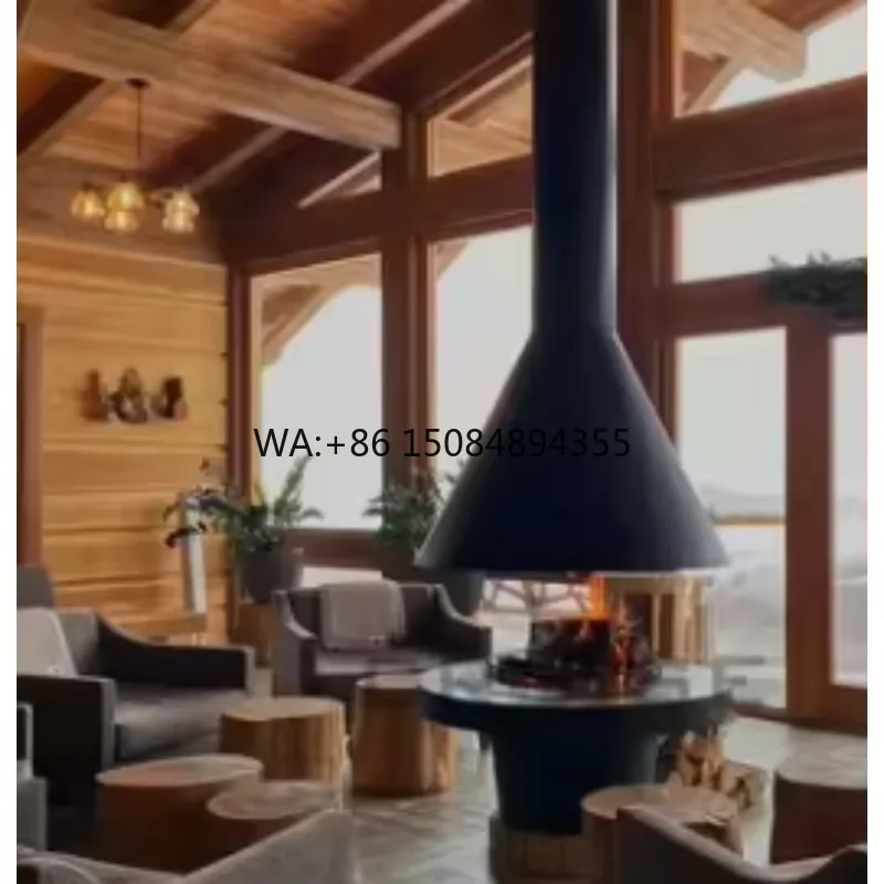 Floor-standing Four-sided Glass Wood-burning Living Room Gas Fireplace Real Flames Indoor Central Wall-mounted Fireplace