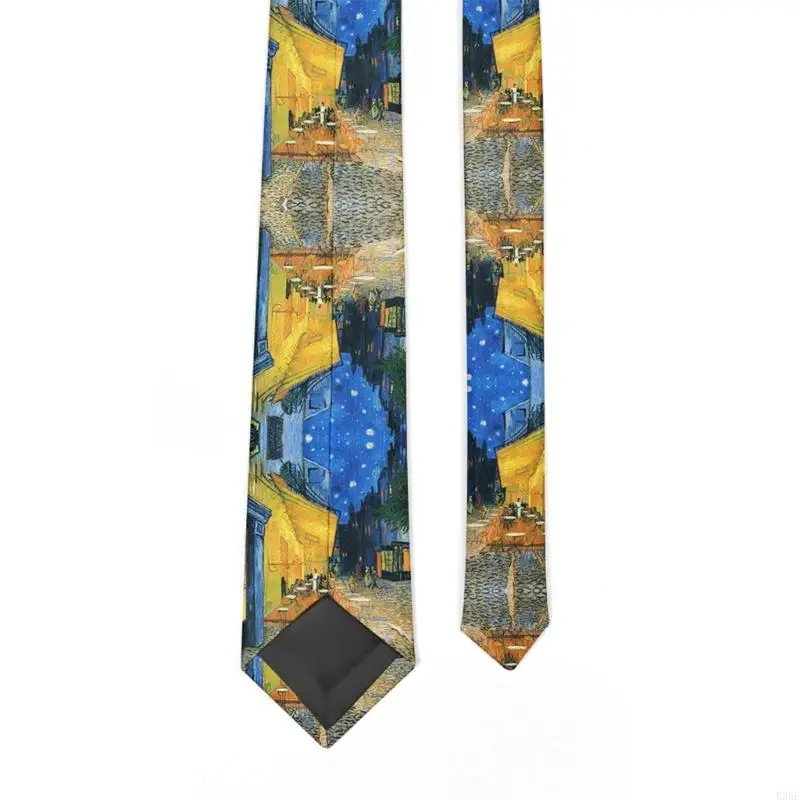 

K3KF Sophisticated Vintage Oil Painting Print Tie Lightweight Comfortable Fabric 8cm Width Perfect For Formal Casual Wear