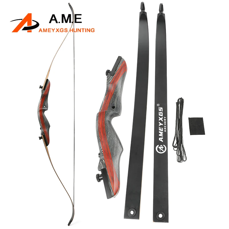 

20-50lbs Archery Recurve Bow 62 Inches Black Takedown Bow Right Hand Shooting American Hunting Riser Laminated Bow Limbs