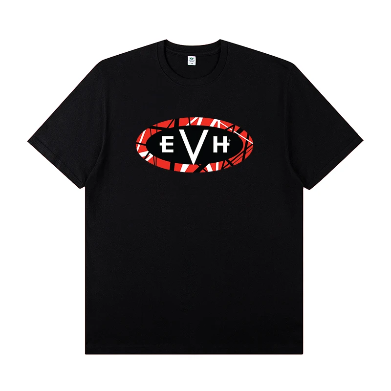 

2025 EVH Striped Electric Guitar Effect Around Cotton Short Sleeve T-shirt Rock Band Guitarist Performance Costume