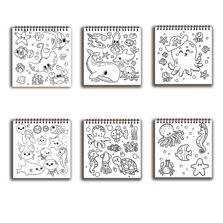 Malbuch mit niedlichen Meeresbewohner – 8,27 x 8,27 Zoll, 32 Seiten Malbuch – ideales Geschenk für Familie oder Freunde