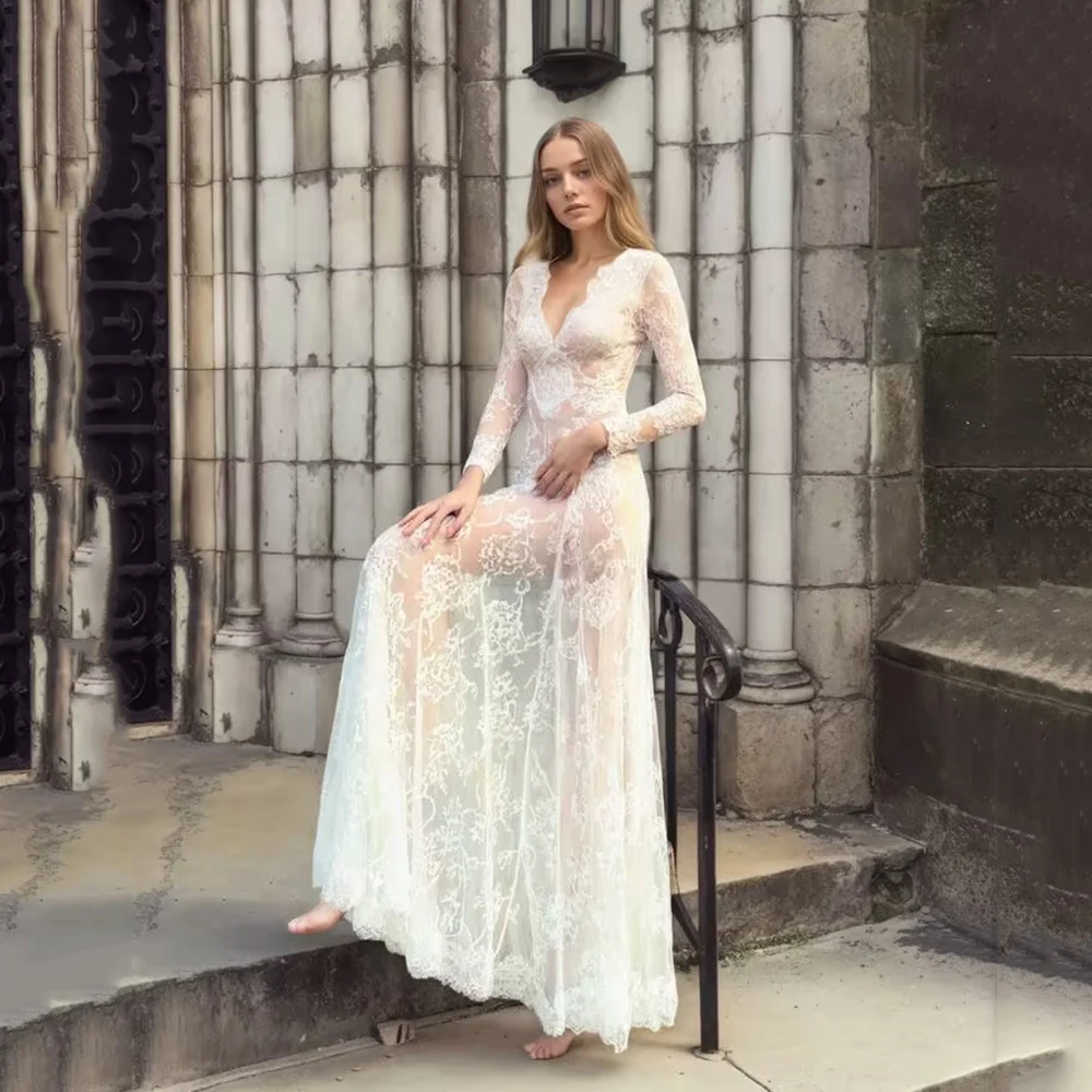 

Verngo Элегантное кружевное вечернее платье с v-образным вырезом и длинными рукавами Русалка Forma Вечернее платье Сексуальные современные платья для выпускного вечера по индивидуальному заказу