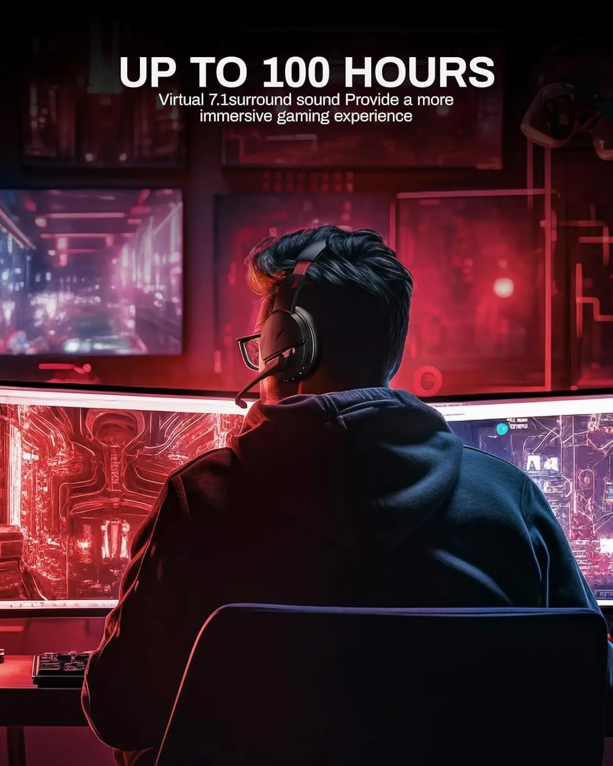 Acer سماعة الألعاب اللاسلكية 100H بطارية ديناميكية 50 مللي متر السائقين واضح صوت ميكروفون بلوتوث سماعات الألعاب للكمبيوتر PS4 سماعة #6