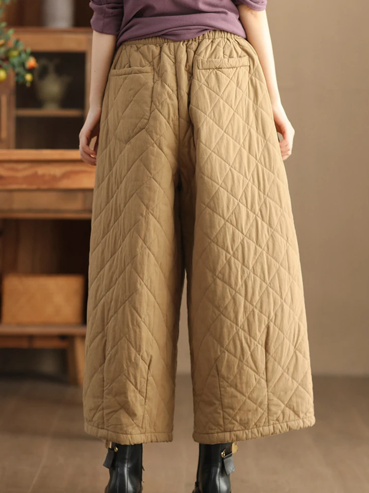 Max LuLu 2023 Winter Females Classic Padded Wide Pants Womens Fashion Warm Casual Trousers Ladies Loose Vintage Cotton Pantalons