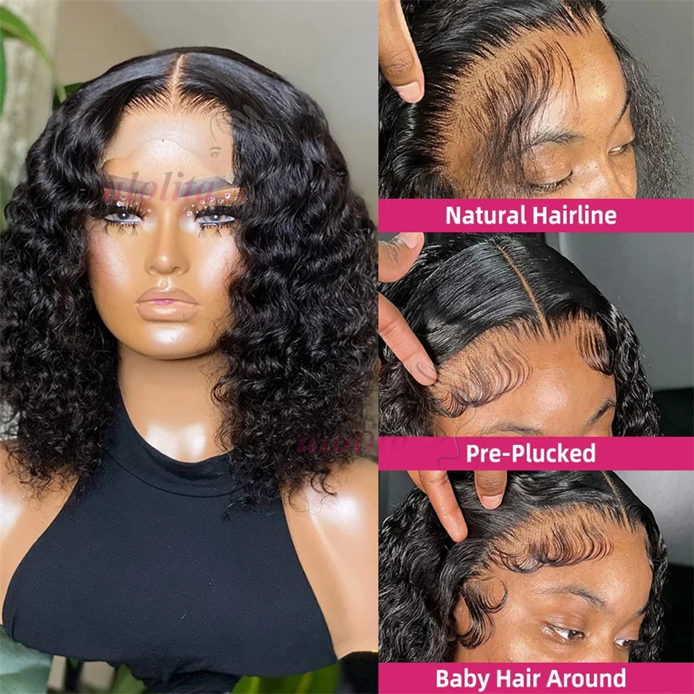 Mongolian Kinky Curly Lace Front Perucas para mulheres, cabelo de bebê pré-arrancado, perucas de cabelo humano, peruca profunda, cabelo virgem, 13x4, 12A