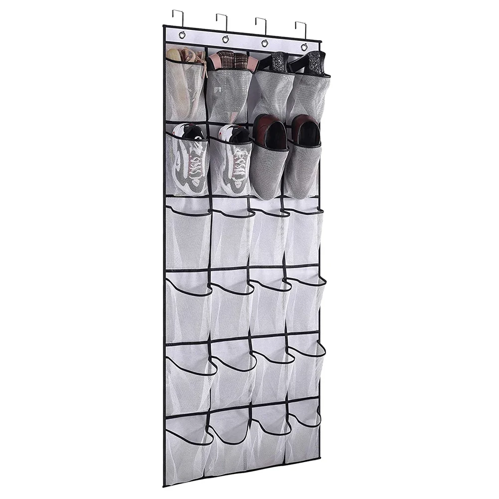 Hanging Shoe Organizer 24 Pockets Hanging Shoe Rack Holder Organizer Wall Mounted Fabric Shoe Holder Bag Hanger For Door