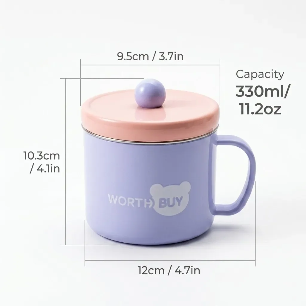 Leuke koffiemok van 316 roestvrij staal met deksel, esthetisch design, anti-verbrandingshandvat, draagbaar drinkgerei, vaatwasmachinebestendig.
