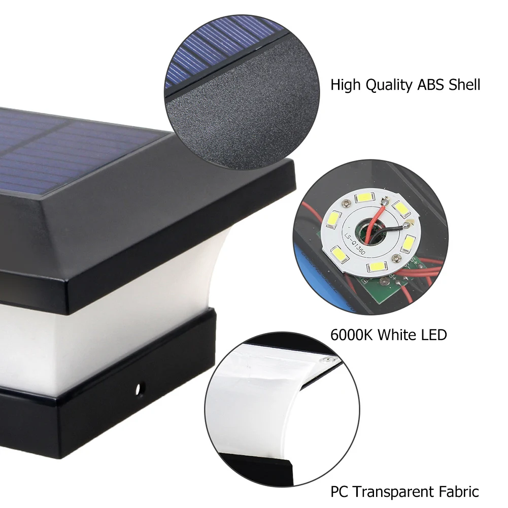 6LED الطاقة الشمسية حديقة ضوء في الهواء الطلق مقاوم للماء المناظر الطبيعية مربع عمود مصباح توفير الطاقة والاحترام البيئة