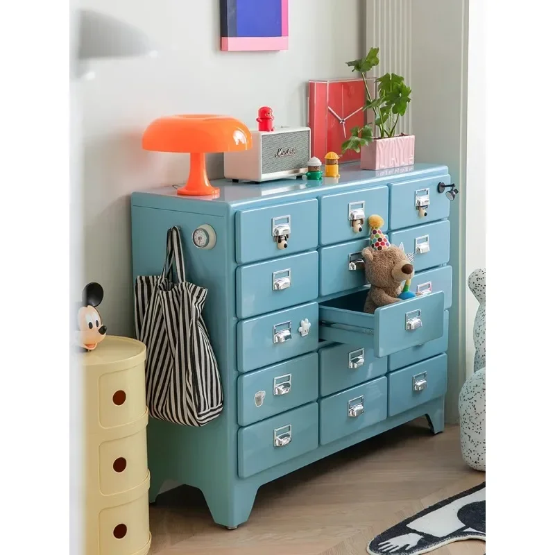 Retro metal chest of drawers, side cabinet, multi-functional drawer cabinet
