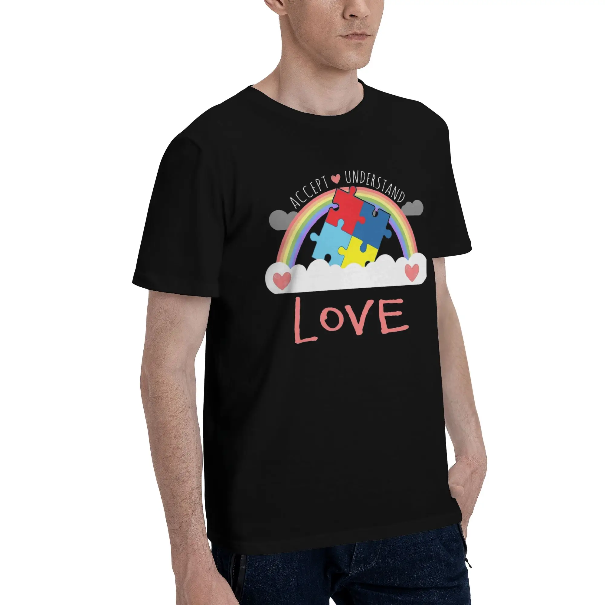Autism Awareness Respect Love Support  Tee Shirt for Men Women Printed T Shirts  100% Cotton Clothing