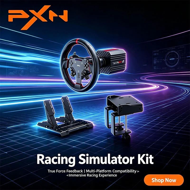 PXN-VD4 Racing Bundle, 280mm Ergonomic Wheel, Hall Dual Pedals, Motor & Next-Gen Algorithm