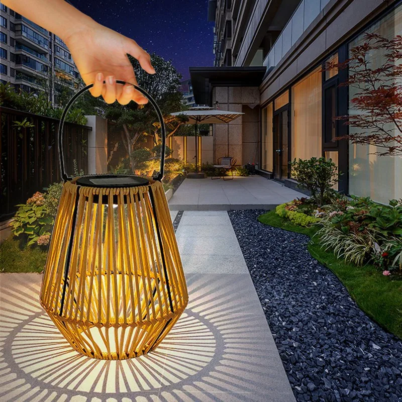 Solar Rattan Garden Lights Outdoor Camping Home Courtyard Garden Pavilion Restaurant Led Garden Lights