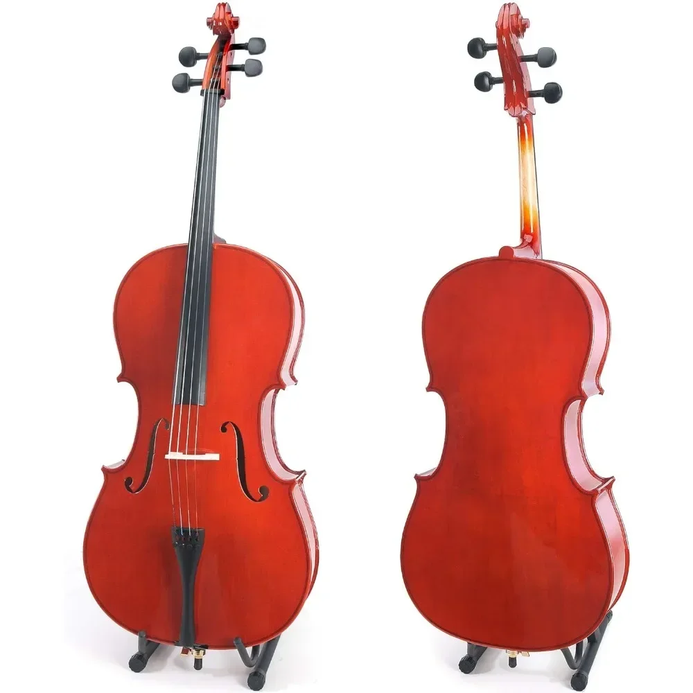 Size 4/4 (Full Size) Student Cello with Hard & Soft Case, Stand, Bow, Rosin, Bridge and Extra Set of Strings, 4/4CCO-100