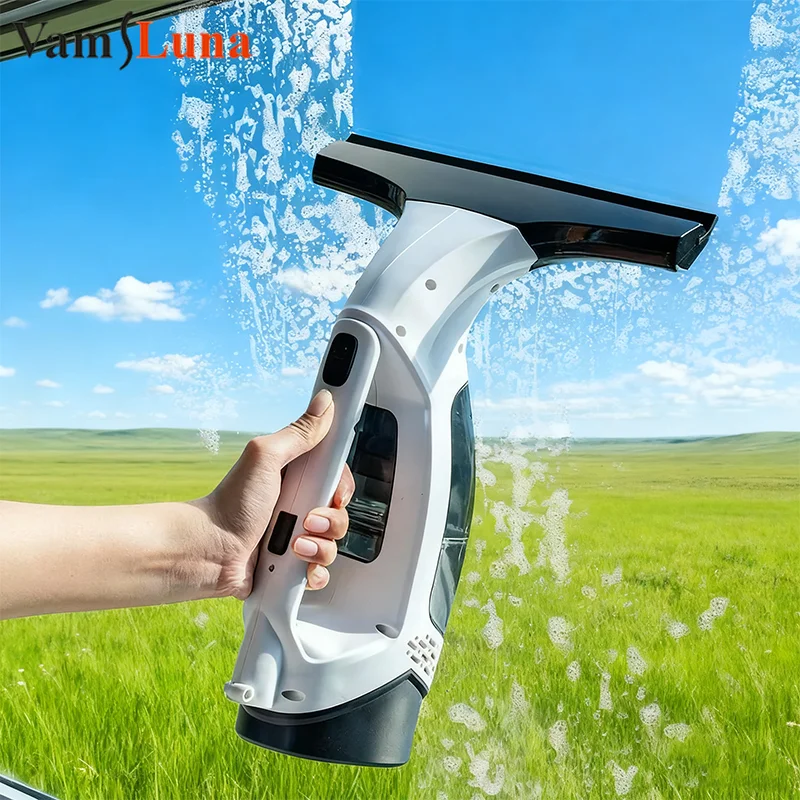Wiederaufladbarer kabelloser Fensterstaubsauger mit Rakel, 150 ml Wassertank für Glasspiegel, Fliesenreinigung, Heimgebrauch, tragbar